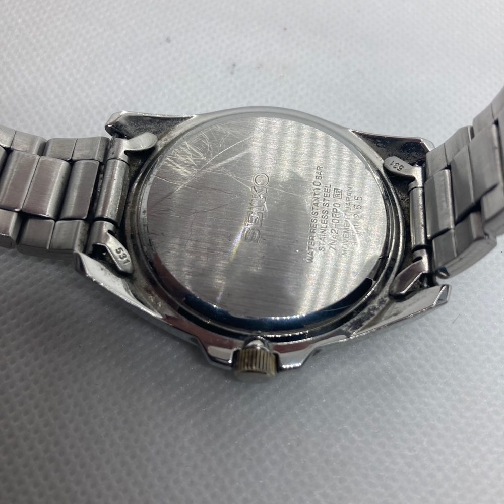 Classic Vintage Seiko 7N42 100M White Face Two Tone Bracelet - Picture 5 of 5